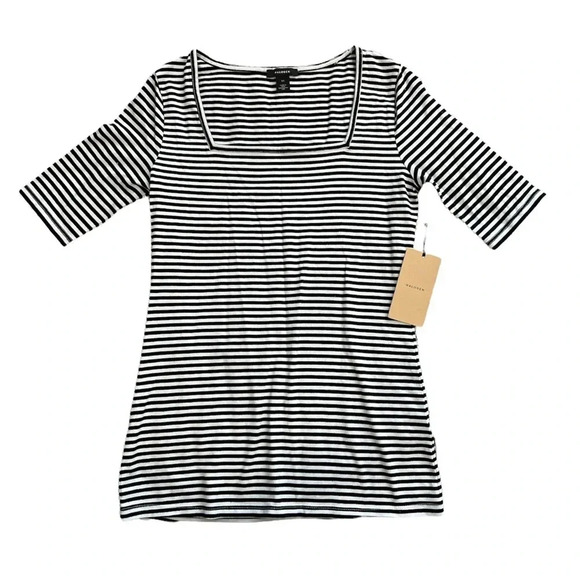 Halogen Black White Square Neck Juliette Stripe Top XS - Picture 1 of 3